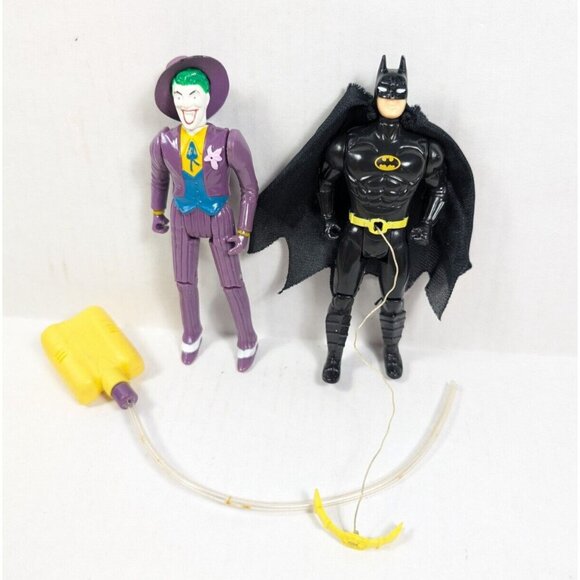 Vintage Batman Bat-Rope & Joker w/ Hat Squirting Action Figure Set 1989 Kenner - Picture 1 of 6
